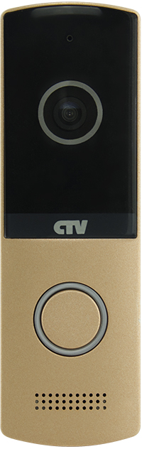 CTV-D4003NG CH (Сhampagne) Вызывная панель для видеодомофона, металличесикй корпус с акриловым покрытием, подсветка кнопки вызова, встроенный блок управления замком (БУЗ), уголок и козырек в комплекте