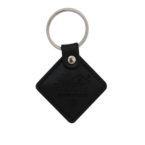 VIZIT - RF3.2 BLACK Ключ RF (RFID - 13.56 МГц), кожаный брелок с тиснением логотипа, черный