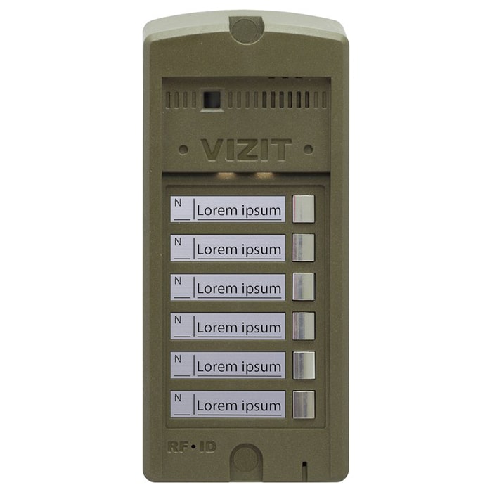 БВД-306FCP-6 Блок вызова видеодомофона на 6 абонентов, подсветка, считыватель ключей VIZIT-RF3 (RFID-13.56МГц), корпус из "поликарбоната"